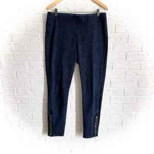 Soft Surroundings Pull On Ankle Snap Button Jegging Jeans Size Medium